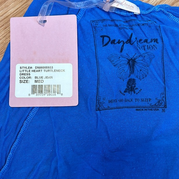 ❤️TODAY ONLY Sleepy Central Perk Little Heart Turtleneck Dress Medium Blue B114 - Picture 9 of 9